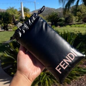 Fendi Black Sunglasses Pouch with Pink Logo